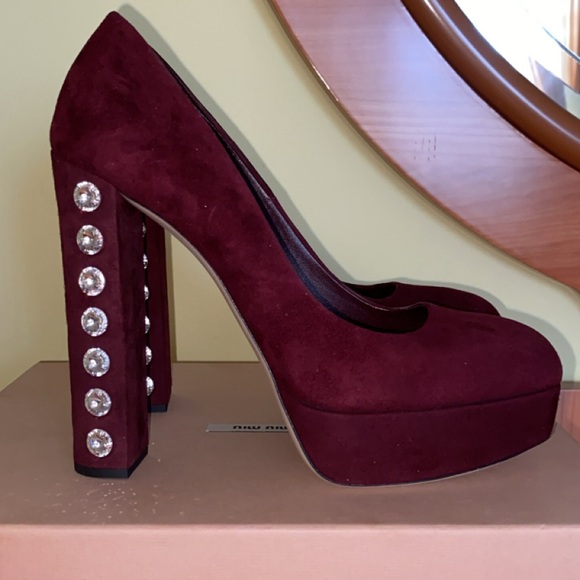 Miu Miu Crystal Platform Pumps - Picture 4 of 6